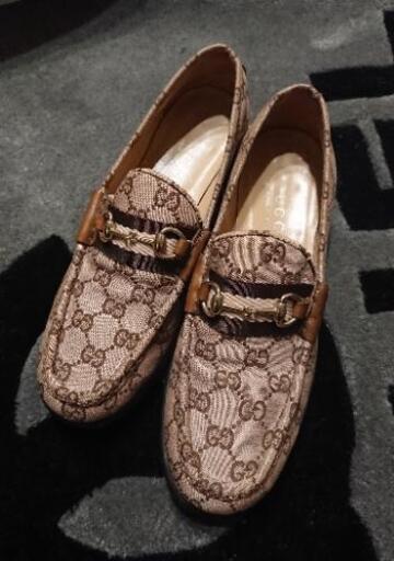 レアGUCCI★GGキャンバス生地シェリーラインローファー★pink beige