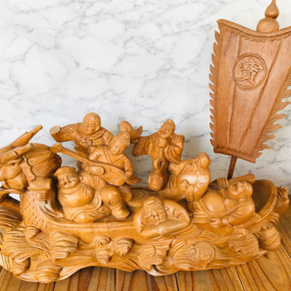 木彫り 七福神 船 置物
