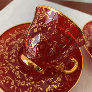 ベネチアングラス、カップ&ソーサー 豪華8客セット