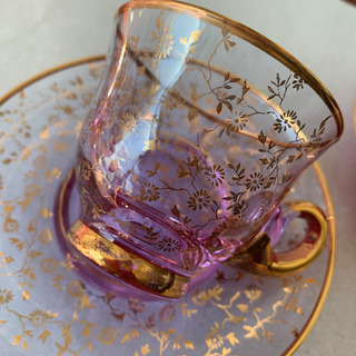 ベネチアングラス、カップ&ソーサー 豪華8客セット