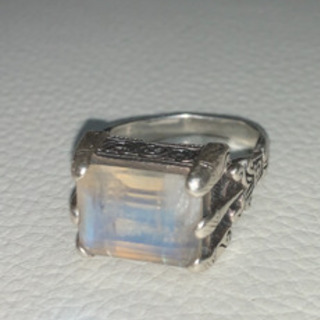 ソカロ 本物ムーンストーン シルバー925 リング メンズ 21号