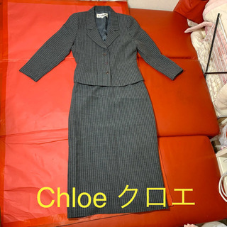 クロエ グレー ストライプ ロングスカート スーツ XL レディース