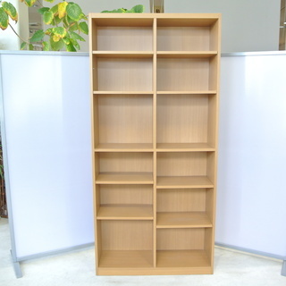 木製 シンプルな本棚 2列　棚板の高さ調整できて使いやすい　書棚...