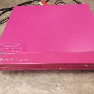 【中古】ピンクのDVDプレーヤー※配線付き　300円