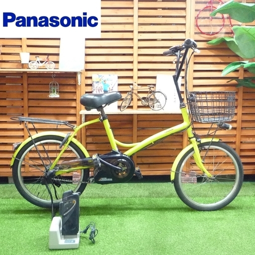 電動自転車 パナソニック シュガードロップ 20インチ 新基準 ミニベロ LEDライト 小径車 ブラウン 中古 Panasonic Sugar Drop 黄