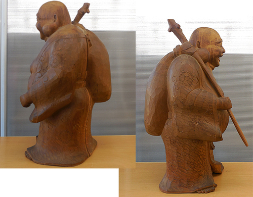 置物 仙人像 七福神 布袋様？ 縁起物 開運 高さ63cm 重量約15.5kg 木製 