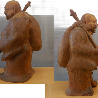 置物 仙人像 七福神 布袋様？ 縁起物 開運 高さ63cm 重量約15.5kg 木製 作家名あり 1972年 オブジェ ペイペイ対応 札幌市西区西野