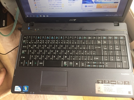 塗装剥がれ、天板に傷ありますが、美品です、直に使用出来ます。Acer TravelMate 5335  TM5335-PS922  wiodows10 64bt搭載テンキー付き 塗装剥がれ、天板に傷ありますが、美品です、直に使用出来ます。