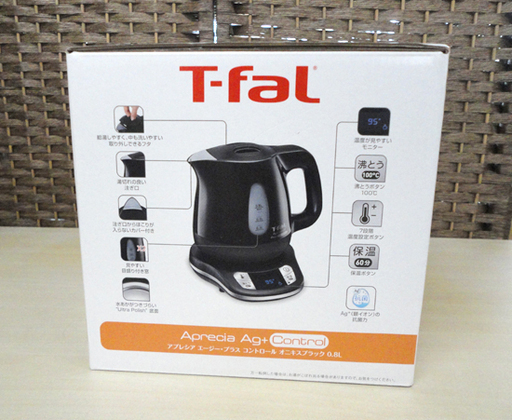 新品 ティファール 電気ケトル 0.8Lアプレシア エージー・プラス コントロール オニキスブラック T-fal  札幌石 白石区 東札幌