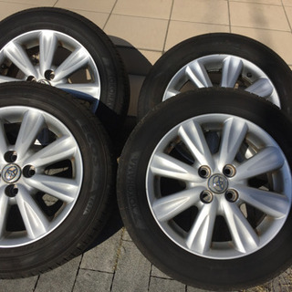 185/60r15 5.5j +45 トヨタ純正ホイール サマータイヤ19年製 ヨコハマ3本&トライアングル1本 純正ナット付き