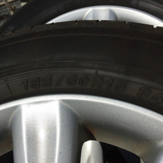 185/60r15 5.5j +45 トヨタ純正ホイール サマータイヤ19年製 ヨコハマ3本&トライアングル1本 純正ナット付き