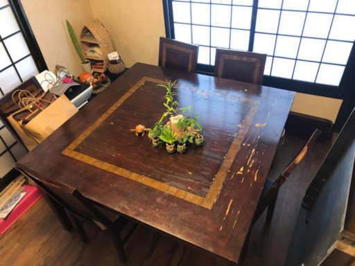 アメリカン家具 6人がけ 正方形 ダイニングテーブル