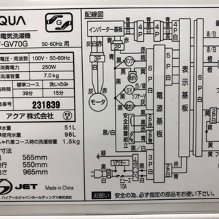 新生活応援！安心の1年保証付！AQUA 全自動洗濯機 【トレファク町田
