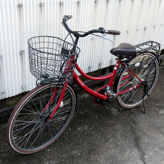 【交渉中】　　　赤い自転車 使用期間わずか 26インチ 外装6段...