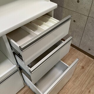 3*35 食器棚 900 フィーネレンジ 白 ホワイト系 松田家具 キッチン収納 レンジ台 キッチンボード レンジボード ダイニングボード 大塚家具