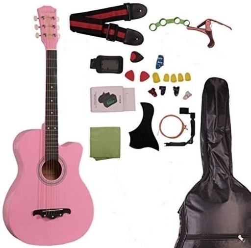【新品】電気も要らず手軽に始められるピンクのギター