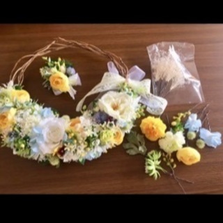 結婚式　リースブーケ　ヘッドドレス　ブートニア　造花