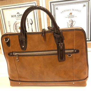 美品✨️キーファーノイ　ビジネスバッグ　レザー　キャメル ライトブラウン ミニ 美品✨️キーファーノイ ビジネスバッグ レザー キャメル ライト