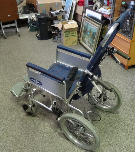 ◆NISSIN/日進医療器◆介助用車椅子　NA-118B　折りたたみ　リクライニング　施設　病院　介護　USED