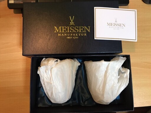 未使用 マイセン 波の戯れ ホワイト タンブラー ペアセット 2客カップセット 新品購入 MEISSEN 高級