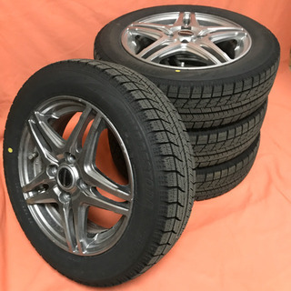135-4ブリヂストンVRX155/65R14WARENアルミホイール付4本セット14×4.5J +45 バリ山イボあり2019年製造BRIDGESTONEスタッドレスタイヤ