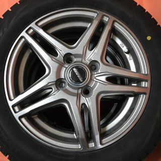 135-4ブリヂストンVRX155/65R14WARENアルミホイール付4本セット14×4.5J +45 バリ山イボあり2019年製造BRIDGESTONEスタッドレスタイヤ