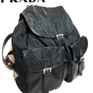 超激レア 鑑定済 PRADA プラダ➂ ブラックリュック レザーコンビ 希少