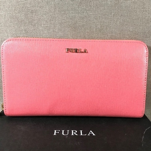 FURLA フルラ ピンクレザー ラウンドファスナー長財布 ジッピーウォレット