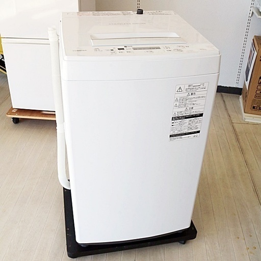 東芝　全自動洗濯機　AW-45M7　洗濯・脱水容量：4.5kg　2018年製　ピュアホワイト　ステンレス槽　最低水位12L　つけおきコース　TOSHIBA