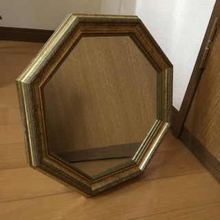 8角形ミラー　ゴールド　鏡