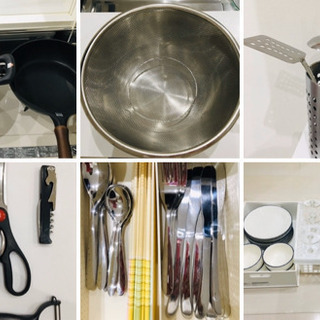 キッチン用品一式　食器、カトラリー、調理道具