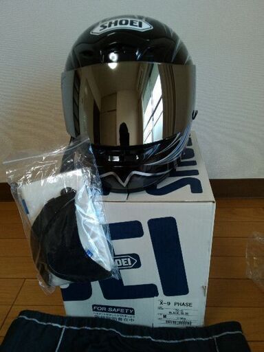 ［新品未使用］フルフェイスヘルメット SHOEI X-9 PHASE black/blue sizeM スペアシールド付