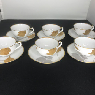 【店舗同時販売中｜値下げしました！】大倉陶園　金蝕バラシリーズ　カップ&ソーサー6客set　問合わせ番号：102-023292-002【店頭ご来店購入限定】