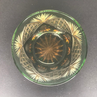 その他 江戸切子 太武朗工房 琥珀オールドカゴメ紋 ペアグラス【愛品