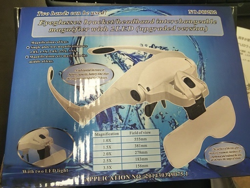 LEDライト付き　メガネ型ルーペ【拡大鏡】未使用！1000円箱入り＆説明書付き