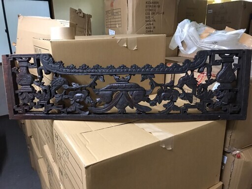 仏教美術 木彫 鳥 花 桐彫刻 欄間 58cm 細密彫 神社仏閣 高級