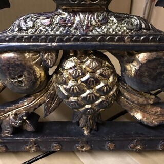 仏教美術 木彫 金 鳥 花 桐彫刻 欄間 91cm 細密彫 神社仏閣 高級