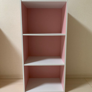 3段カラーボックス　ピンク