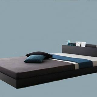 【2299】セミダブルベッド ・棚・コンセント付きフロアベッド ・ブラック