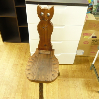 スペイン製　猫　木製折り畳みイス　スツール　札幌　西岡店