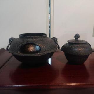 鬼面風炉釜  南部鉄具   茶道具  三脚    