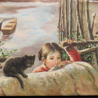 10年ほど前上海で購入絵画女の子と猫かくれんぼ Yun 西神中央のインテリア雑貨 小物 その他 の中古あげます 譲ります ジモティーで不用品の処分