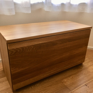 ナラ材　収納ベンチ　ストレージ付