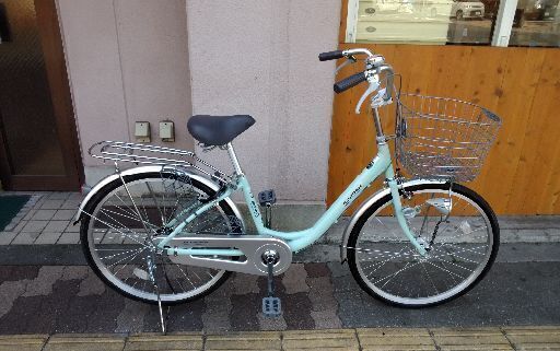 美品☆maruishi SOARER[ソアラ]24吋ファミリーサイクル アルミ/LEDオート/ミントグリーンｘシルバー