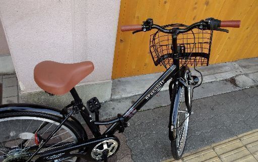 美品☆MyPallas APHRODITE 26吋折り畳み式シティサイクル 外装6段/ブラック