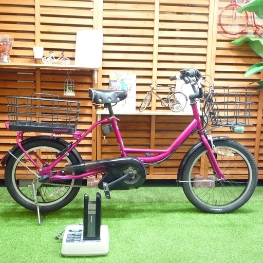 電動自転車 ミニベロ 20インチ ブリヂストン ジョシス ワゴン 中古 小径車 前後カゴ付き BRIDGESTON JOSIS WAGON ピンク