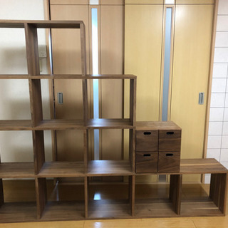 無印　スタッキングシェルフ　ウォールナット材