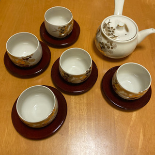 九谷焼　急須、湯呑5客　茶托5枚　セット