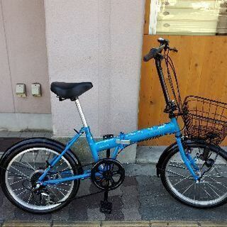 CASULY 20吋折り畳み自転車 外装6段/マットブルーｘブラック