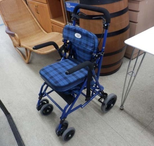 シルバーカー ナカバヤシ サツキ パル 介助車 ブルー チェック柄 チェアカー 手押し 歩行補助 ペイペイ対応 札幌市西区西野